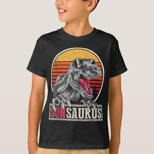 Retro Son Gift Idea Cool Dinosaur Sonsaurus T Rex T-shirt (Voorkant)