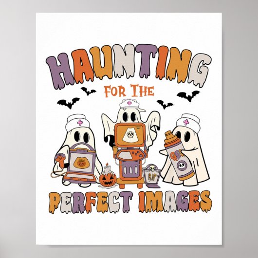 Retro Sonograaf Echografie Tech Halloween Vascul Poster (Voorkant)