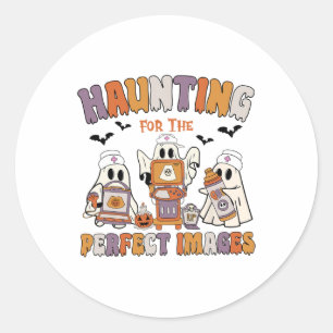 Retro Sonograaf Echografie Tech Halloween Vascul Ronde Sticker