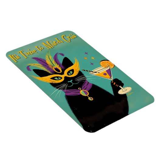 Retro Sophisticats Its Time to Mardi Gras Martini Magneet (Rechterzijde)