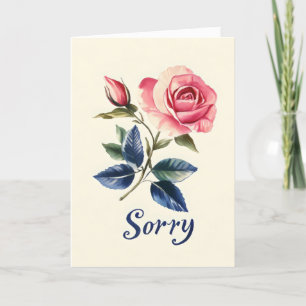Retro Sorry Pink Rose Feestdagen Kaart