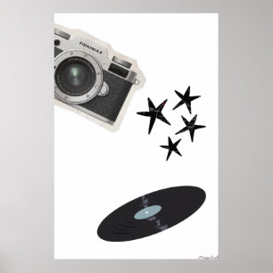 Retro Soul: Vinyl, Lens & Sterren Collage Poster