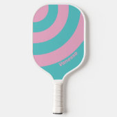 Retro South Beach Circle Stripe met naam Pickleball Paddle (Achterkant)