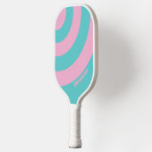 Retro South Beach Circle Stripe met naam Pickleball Paddle (Links)