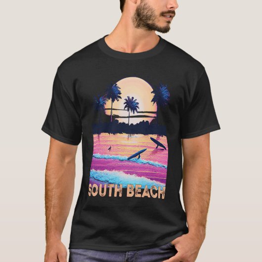 Retro South Beach Florida Souvenir Surf T-shirt (Voorkant)
