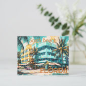 Retro South Beach Miami Florida Briefkaart (Staand voorkant)