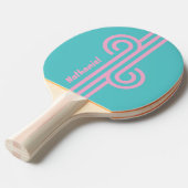 Retro South Beach Stripe Loop met naam Tafeltennisbatje (Voorkant Gekanteld)