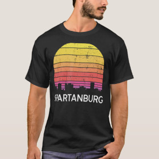 Retro South Carolina City Spartanburg Skyline Vint T-shirt