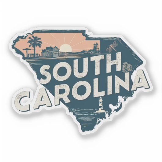 Retro South Carolina State Car Sticker (Voorkant)