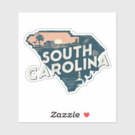 Retro South Carolina State Car Sticker