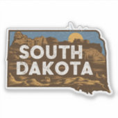 Retro South Dakota State Car Sticker (Voorkant)