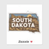 Retro South Dakota State Car Sticker (Vel)