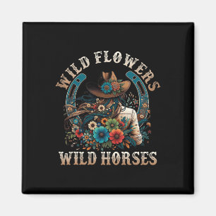 Retro Southern Sunset Cowgirl Wilde Bloemen - Wild Magneet
