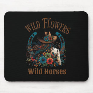 Retro Southern Sunset Cowgirl Wilde Bloemen - Wild Muismat