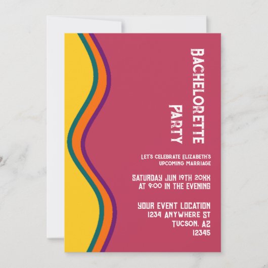 Retro SouthWestern Waves Bachelorette Party Kaart (Voorkant)