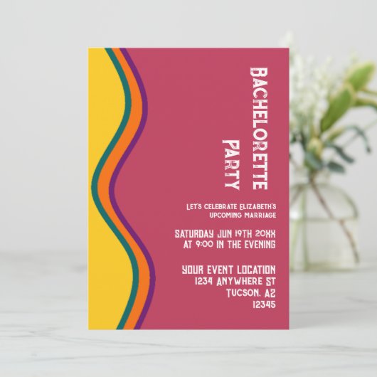 Retro SouthWestern Waves Bachelorette Party Kaart (Staand voorkant)