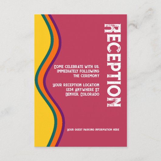 Retro Southwestern Waves Weddenschappen Reception Informatiekaartje (Voorkant)