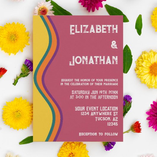 Retro Southwestern Waves Wedding Kaart