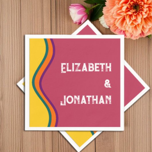 Retro Southwestern Waves Wedding Servet