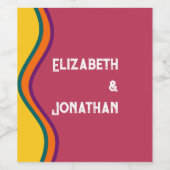 Retro Southwestern Waves Wedding Wijn Etiket (Enkel label)