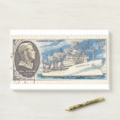 Retro Sovjet postzegel met schip Cosmonaut Post-it® Notes (Op bureau)