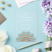 Retro Spaans Abstract Bloemen Mandala Huwelijk Acryl Uitnodigingen (Insitu (Huwelijk))
