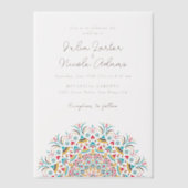 Retro Spaans Abstract Bloemen Mandala Huwelijk Vellum Uitnodigingen (Voorkant)