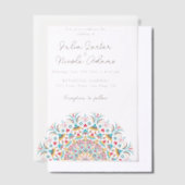 Retro Spaans Abstract Bloemen Mandala Huwelijk Vellum Uitnodigingen (Offset)