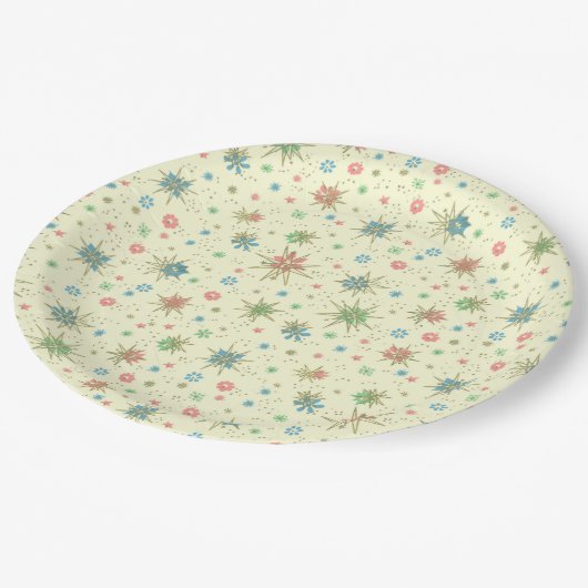 Retro Space Age Atomic Starburst Papieren Bordje (Gekanteld)