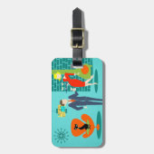 Retro Space Age Cartoon Couple Bagagelabel (Voorkant verticaal)