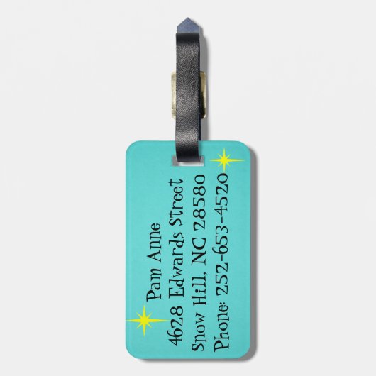 Retro Space Age Cartoon Couple Bagagelabel (Achterkant verticaal)