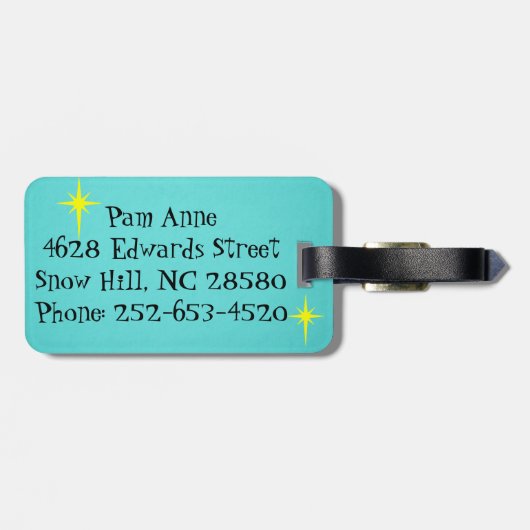 Retro Space Age Cartoon Couple Bagagelabel (Achterkant horizontaal)