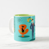Retro Space Age Cartoon Couple Coffee Mok (Voorkant links)