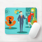 Retro Space Age Cartoon Couple Mousepad Muismat (Met muis)