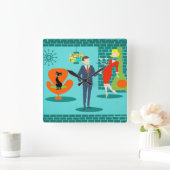 Retro Space Age Cartoon Couponwandklok Vierkante Klok (Huis)