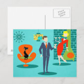 Retro Space Age Cartoon paar Briefkaart (Voorkant / Achterkant)