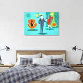 Retro Space Age Cartoon Paar Canvas Print (Insitu (Slaapkamer))