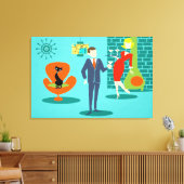 Retro Space Age Cartoon Paar Canvas Print (Insitu (Woonkamer))