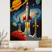Retro Space Age Exploration Poster met futuristisc (Keuken)