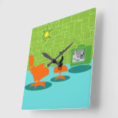 Retro Space Age Kat Acrylwand Vierkante Klok (Hoek)