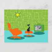 Retro Space Age Kat Briefkaart (Voorkant)