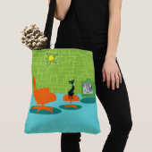 Retro Space Age Kat Canvas tas (Dichtbij)