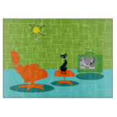 Retro Space Age Kat Cutting Board Snijplank (Voorkant)