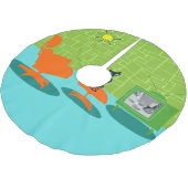 Retro Space Age Kat kerstboomrok Kerstboom Rok (Gekanteld)