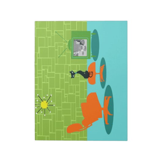 Retro Space Age Kat-laptop Notitieblok (Linkerzijde)