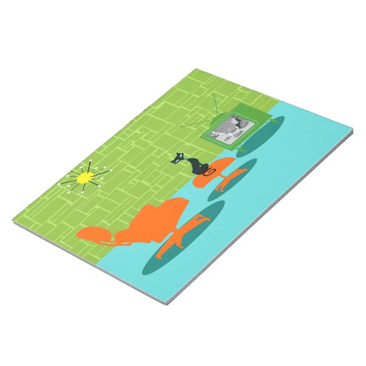 Retro Space Age Kat-laptop Notitieblok (Schuin)