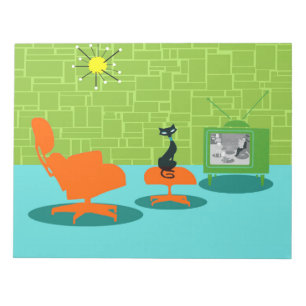 Retro Space Age Kat-laptop Notitieblok