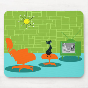 Retro Space Age Kat Mousepad Muismat