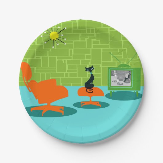 Retro Space Age Kat Paper Bord (Voorkant)