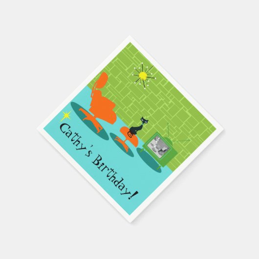 Retro Space Age Kat Papieren servetten (Hoek)